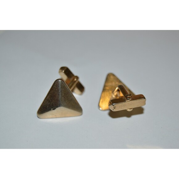 WOW Vintage Unique 1960s TRIANGLE Shaped SWANK Brass Men's Cuff Links Rare - Picture 1 of 6
